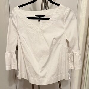 White House Black Market Ivory V-Neck Blouse